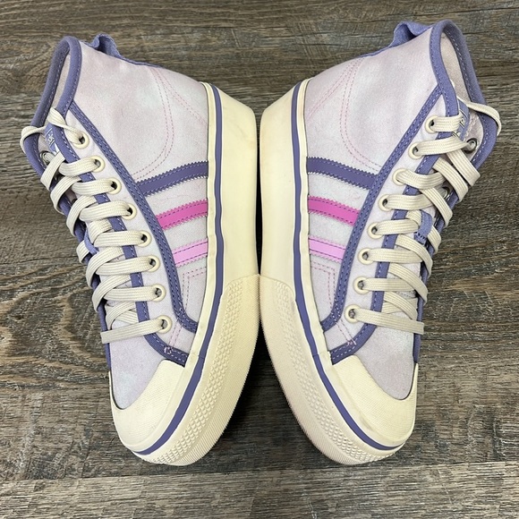 Adidas Women's Nizza Platform Mid -Almost Pink / Pulse Lilac / Wonder White 7 - Picture 9 of 9